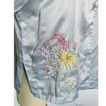 Vintage Natori Embroidered Pajama Top Fleece Lined Button Up Blue Size M Photo 1