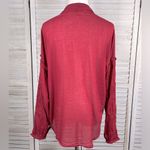 Amuse Society  Sheer Button Down Boho Blouse Embroidered Sleeve Burgundy-Large Photo 3