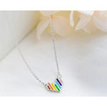 Boutique NEW Rainbow Heart 925 Sterling Silver Necklace, 16-18”‎ Photo 6