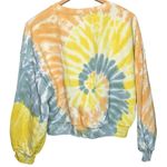 AGOLDE  Balloon Sleeve Tie-Dye Sweatshirt Cropped Yellow Blue Small A7044 Photo 1
