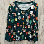 Old Navy New! Match The Fam Santa Claus Brown Ornaments Pajama Top Large Petite Photo 0