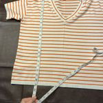 Ann Taylor Orange White Striped V-Neck Sweater Top Size S SP22 Short Sleeve Photo 13