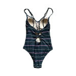 Kona Sol  One Piece Bathing Suit‎ Size Small Gray Pink striped Photo 1