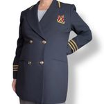 Vintage Eva Polini Nautical Navy Blazer Gold Buttons Anchor Crest Size 14 Preppy Blue Photo 11