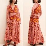Free People  Bohemian Retro 70s Gypsy Fall Floral Tilda Maxi Dress Medium NEW Photo 5