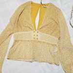 The East Order  Marie Top Lemon Cloud Floral Chiffon Long Sleeve Slit Back Sz (S) Photo 0