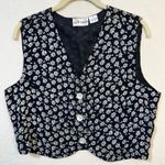 Spellbound Rayon Navy Blue White Floral 90's VTG Vest Button Front Size Large Photo 0