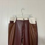 Nanushka Vinni Patchwork Vegan Leather Pants Brown Size XL LuxeTrousers Photo 2