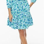 J.Crew NWT  Factory Blueberry Print Scoop Neck Mini Dress Blue Green Size 2 Photo 0