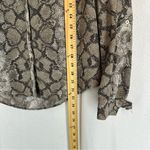 The Limited  Snakeskin Print Button-Up Long Sleeve Blouse Womens XS Brown Photo 3