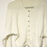 Free People  FP One Sela Cardi White Fluffy Eyelash Sweater Cardigan Size Small Photo 2