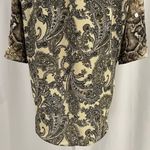 Figueroa and Flower New  Snake Paisley Print Mix Button Down Blouse Tan Photo 15