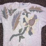 Vintage popcorn knit oversized floral appliqué 3 Photo 2