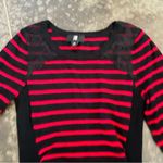 Iz Byer Black and Red Low Sleeve Sweater Photo 4
