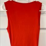 Super Down Plunging Neckline Deep Orange Draped Sleeveless Bodysuit - Size XS Photo 9