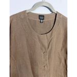 Eileen Fisher XL 100% Irish Linen Jacket Brown Collarless Blazer Minimal Classic Photo 1