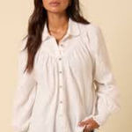 Free People  Cream Button-Down Shirt Photo 0