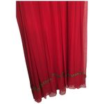 Adrianna Papell  Evening Silk Embellished Beaded Gypsy Strap Dress Red 12 Photo 5