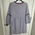 Tommy Bahama  blue stripe floral embroidered poplin dress medium coverup vacation Photo 7