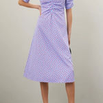 Kate Spade  Ruched Puff Sleeve Polka Dot Midi Dress Size 8 Photo 0