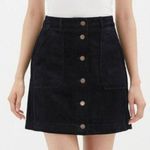 Uniqlo Corduroy Mini Skirt Size 6 Black High Rise Button Front Preppy Academia Photo 3