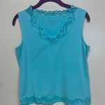 Coldwater Creek  Turquoise Lace Trim Tank Top Photo 0