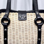 Patricia Nash Rattan Bag Damaged Straw Purse Genuine Leather Trim READ Photo 2