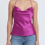 Pretty Garbage Purple Satin Side Slit Cowl Neck Cami Top Size L Size L Photo 0