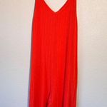 Bucket List Orange Ribbed Wide Leg Jumpsuit Womens L Casual Fall Cozy Boho Size L Photo 2