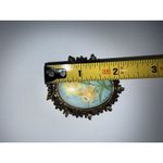 VTG Yellow Flowers Floral Hand Painted Porcelain Brooch Pendant Pin Gold M.Smith Photo 2