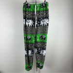 Thailand Made Green boho elephant print pants! Estimating small Photo 1