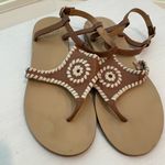 Jack Rogers  Maci Leather Sandals Size 7 Cognac Brown Tan Medallion Coastal Boho Photo 3