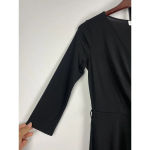Loft  Black Plunge V-Neck A-Line Slinky Knee Length‎ Dress Size 8P Photo 1