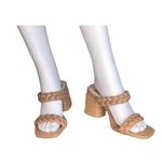 Dolce Vita Paily size 8 Chunky heels with light beige Braided straps​​​​​ Tan Photo 9