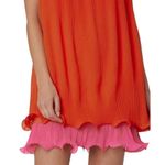 Milly  Bianca Dress Sleeveless Pleated Coral Orange Cocktail Ruffle Hem 10 NWOT Photo 3