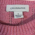 Calligraphie Pink Puff Sleeve Swiss Dot Ruffle Short Sleeve Sweater Size Small Photo 4