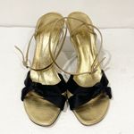 Kate Spade  Size 10 Leather Gold Black Heels Ankle Wrap Women Photo 1