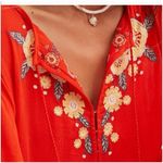 Free People Orange Red Embroidered Boho Floral Spell On You Mini Dress XS Photo 3