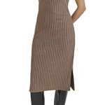 Andrew Marc  Mocha Ribbed Sleeveless Funnel Neck Midi Dress M NEW Photo 2