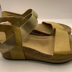 Pierre Dumas  Womens Low Wedge Double Band Sandals Fall Heels Light Tan Gold 10 Photo 4