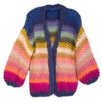 💕SAACHI💕 Mayflower Rainbow Stripe Cardigan ~ Hand Knit Multi Photo 10