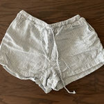Striped White and Blue Tie Women's Shorts Gray Photo 0