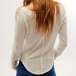 Free People  Eyes On You Pointelle Long Sleeve Ivory size L Photo 3