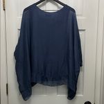 Scandal Italian Slate Blue Ethereal Short Sleeve Blouse Top Photo 6