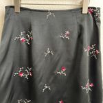 XOXO Vintage 90s Black Satin Pink Red Stitch Work Embroidered Floral Mini Skirt Photo 1