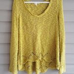 Anthropologie Chartreuse Scalloped Knit Sweater Size Small Photo 0