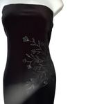 Roberta Dress Vintage 90s Medium Black Velvet Maxi Gown Floral Embroidery USA Black Photo 1