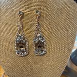 New Years Elegant Gold and Silver Champagne Bottle Earrings Photo 2