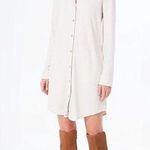 Faherty Legend Button Up Off White Long Sleeve Cozy Above Knee Dress Photo 0