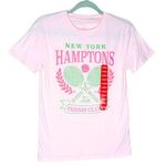 Hamptons Destinations Tennis Club Short Sleeve Graphic Tee Size XS Pink T Photo 0